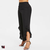 Plus Size Ruffle Wide Leg Women Pants