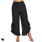 Plus Size Ruffle Wide Leg Women Pants