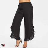 Plus Size Ruffle Wide Leg Women Pants