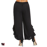 Plus Size Ruffle Wide Leg Women Pants