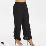 Plus Size Ruffle Wide Leg Women Pants