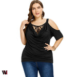 Plus Size Cowl Neck Blouson T-shirt