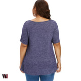Plus Size Scoop Neck Lace Color Blocking T-shirt
