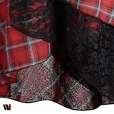 Stand Collar Plaid Spliced Lace Plus Size Dress