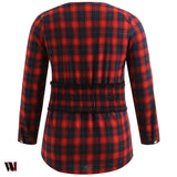 Plus Size Lace Up Corset Tartan Shirt