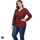 Plus Size Lace Up Corset Tartan Shirt