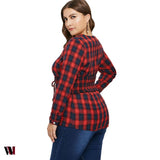 Plus Size Lace Up Corset Tartan Shirt