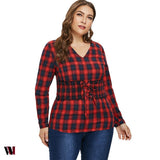 Plus Size Lace Up Corset Tartan Shirt