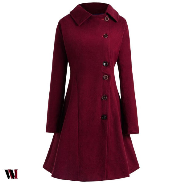 Plus Size Buttoned Long Coat