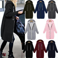 Plus Size Winter Zip Up Hooded Sleeve Jacket