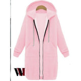 Plus Size Winter Zip Up Hooded Sleeve Jacket