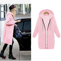 Plus Size Winter Zip Up Hooded Sleeve Jacket