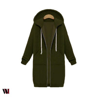 Plus Size Winter Zip Up Hooded Sleeve Jacket