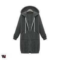 Plus Size Winter Zip Up Hooded Sleeve Jacket