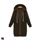 Plus Size Winter Zip Up Hooded Sleeve Jacket