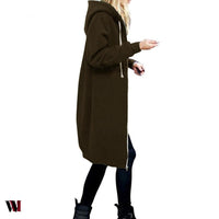 Plus Size Winter Zip Up Hooded Sleeve Jacket