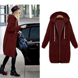 Plus Size Winter Zip Up Hooded Sleeve Jacket