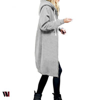 Plus Size Winter Zip Up Hooded Sleeve Jacket