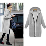 Plus Size Winter Zip Up Hooded Sleeve Jacket