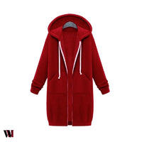 Plus Size Winter Zip Up Hooded Sleeve Jacket