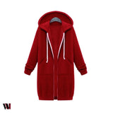 Plus Size Winter Zip Up Hooded Sleeve Jacket