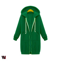 Plus Size Winter Zip Up Hooded Sleeve Jacket