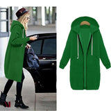 Plus Size Winter Zip Up Hooded Sleeve Jacket