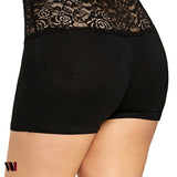 Plus Size Lace Panel Scalloped Safety Shorts