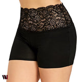 Plus Size Lace Panel Scalloped Safety Shorts