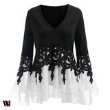 Plus Size Applique Layered Blouse