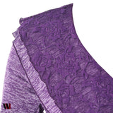 Plus Size Lace Trim Ruffle V Neck T-shirt