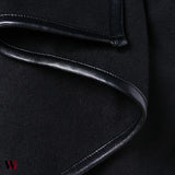 Open Front PU Leather Panel Jacket