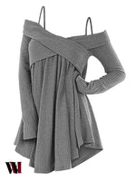 Crisscross Open Shoulder Tunic Sweater