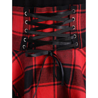 Lace Up Tartan Asymmetrical Dress