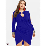 Keyhole Neck Plus Size Slit Bodycon Dress