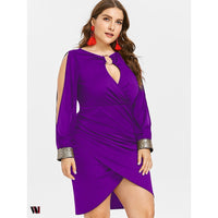 Keyhole Neck Plus Size Slit Bodycon Dress