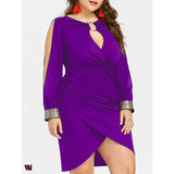 Keyhole Neck Plus Size Slit Bodycon Dress