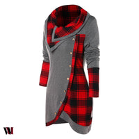 Tartan Panel Cowl Neck Tulip Front T-shirt