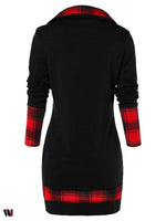 Tartan Panel Cowl Neck Tulip Front T-shirt