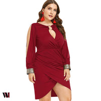 Keyhole Neck Plus Size Slit Bodycon Dress