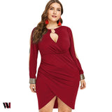 Keyhole Neck Plus Size Slit Bodycon Dress