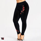 Plus Size Embroidery Floral Leggings