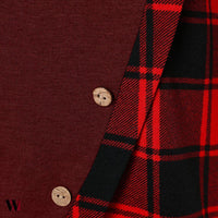 Tartan Panel Cowl Neck Tulip Front T-shirt