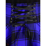 Lace Up Tartan Asymmetrical Dress