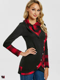 Tartan Panel Cowl Neck Tulip Front T-shirt