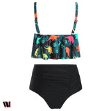 Dinosaur Print High Waist Bikini Set