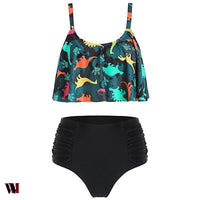 Dinosaur Print High Waist Bikini Set