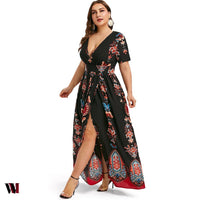 Plus Size Dress High Waist Maxi Slit