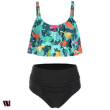 Dinosaur Print High Waist Bikini Set