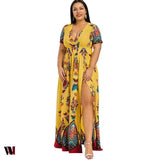 Plus Size Dress High Waist Maxi Slit